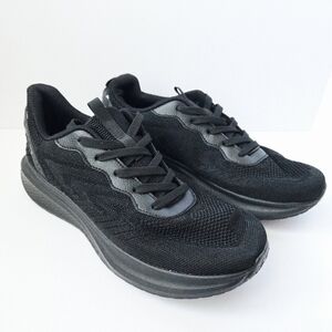 Black Athletic Men's Shoes Size 12 Lightweight Casual Breathable Knit Sneakers